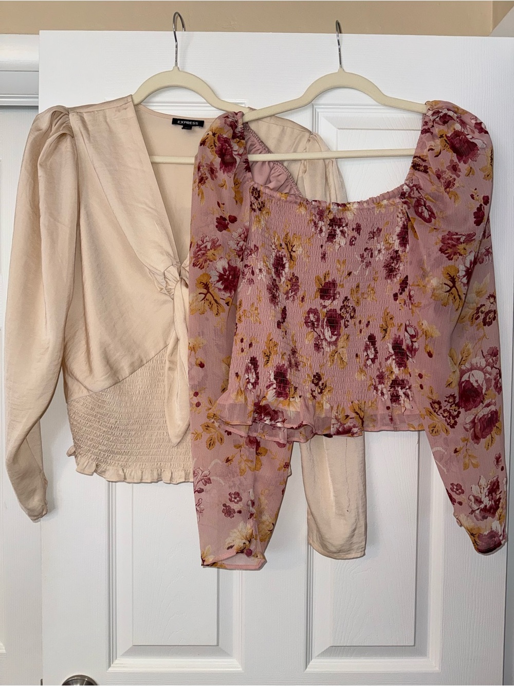 Express Smocked Long-Sleeve Blouses
